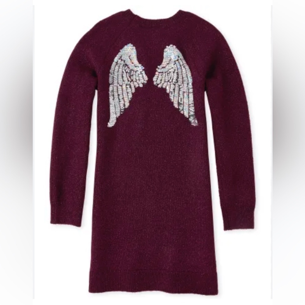 Children’s place sequin wings sweater dress in Tart Raisin size 10-12/L NWT!
